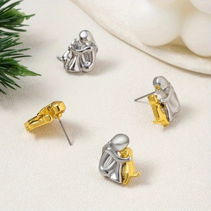 Silver and Gold Bicolor Hug Earrings