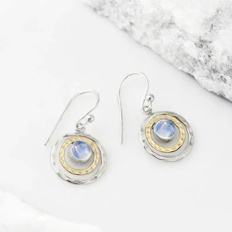Boho Saturn Earrings with Turquoise Opal Gemstones