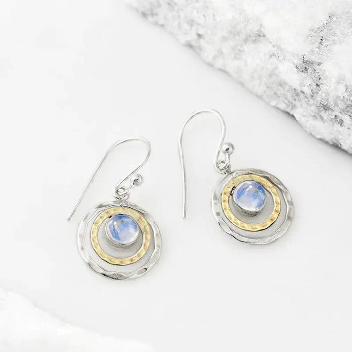 Boho Saturn Earrings with Turquoise Opal Gemstones