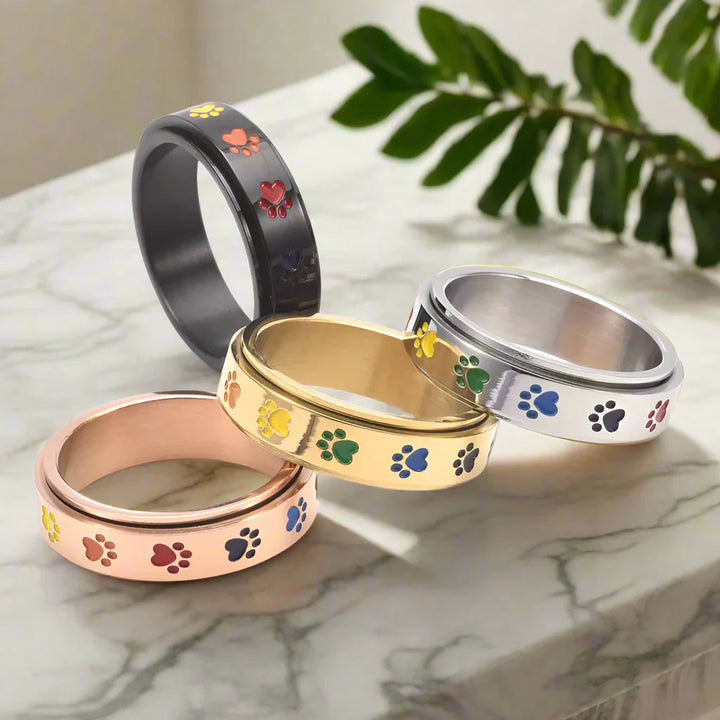 Rainbow Print Stress Relief Spinning Ring in Stainless Steel