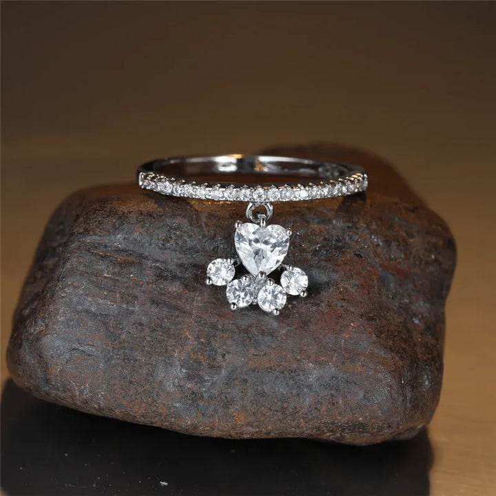 Gold and Silver Paw Heart Ring