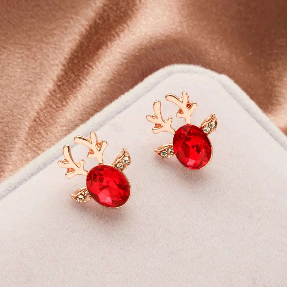 Holiday Reindeer Crystal Earrings
