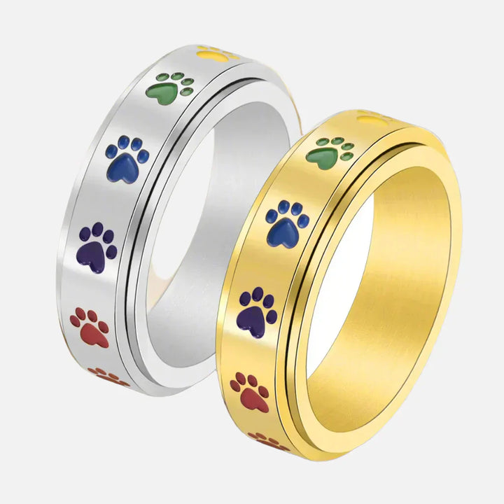 Stress-Relief Rotating Ring – Stainless Steel with Rainbow Design
