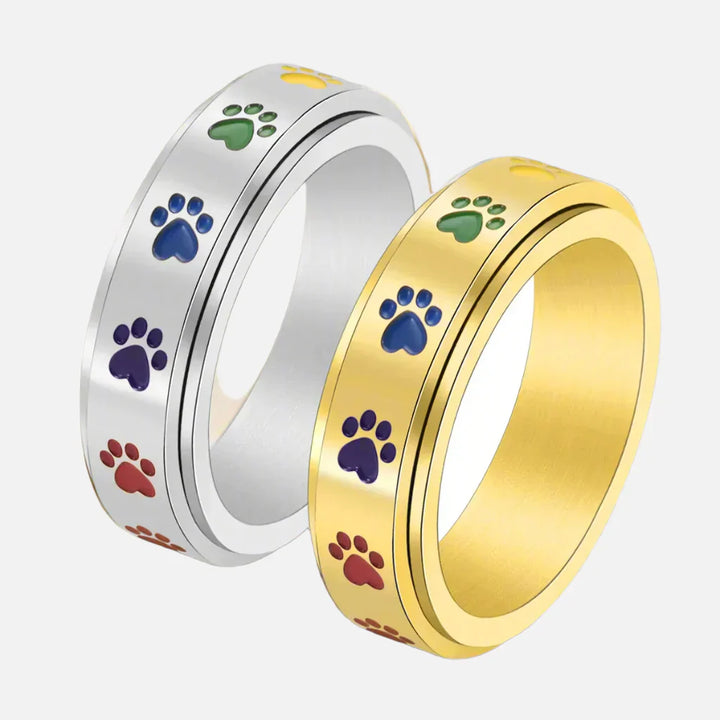 Rainbow Print Stress Relief Spinning Ring in Stainless Steel