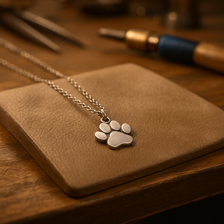 Chic Silver Paw Print Pendant Necklace – Stainless Steel