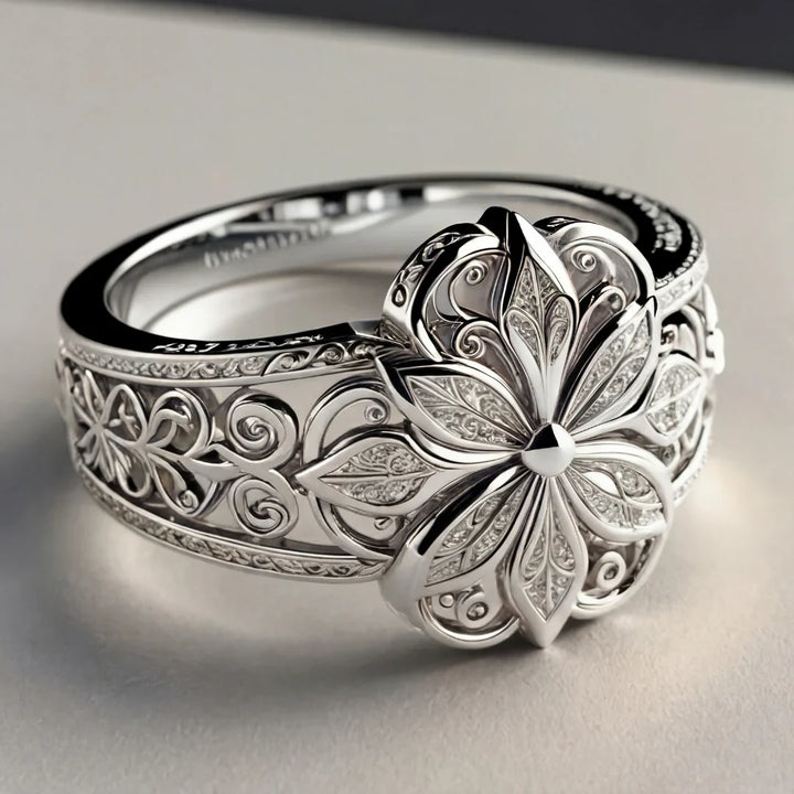 Gold Floral Ring with Cubic Zirconia
