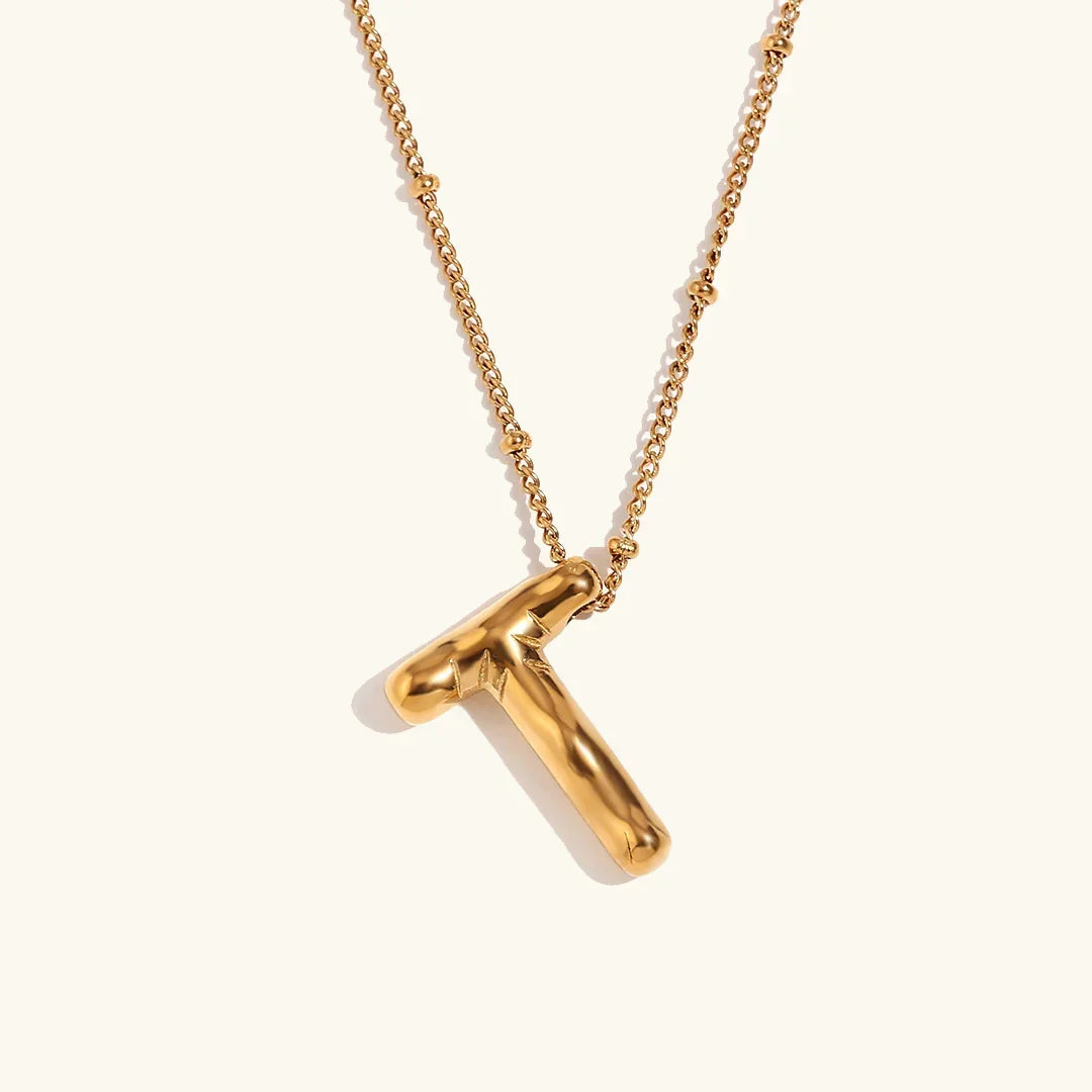Balloon Initial Gold Necklace