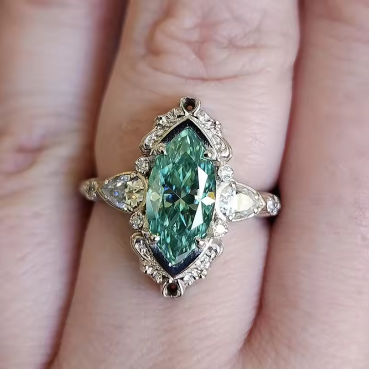 Elegant Marquise Emerald Ring
