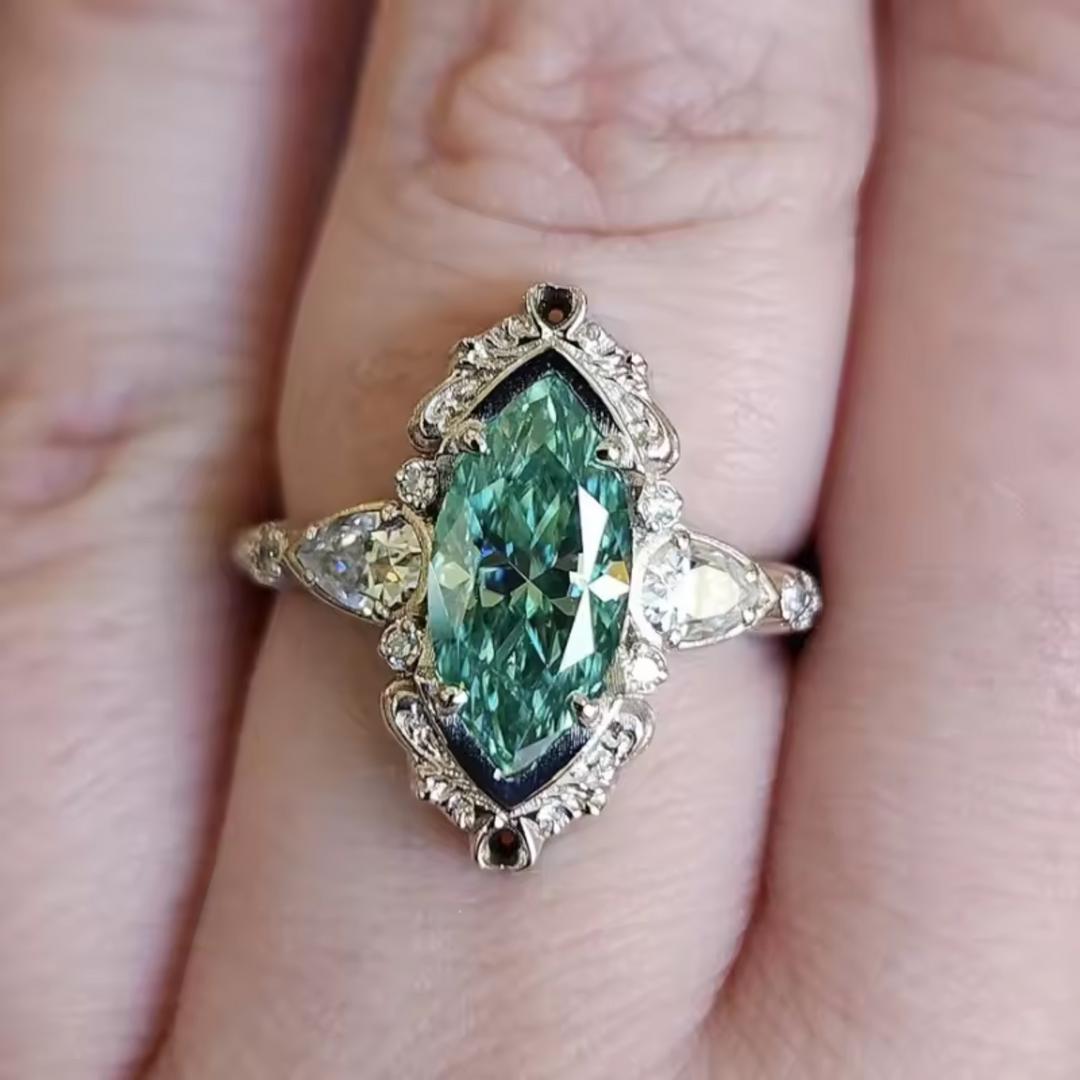 Emerald Marquise-Shaped Ring