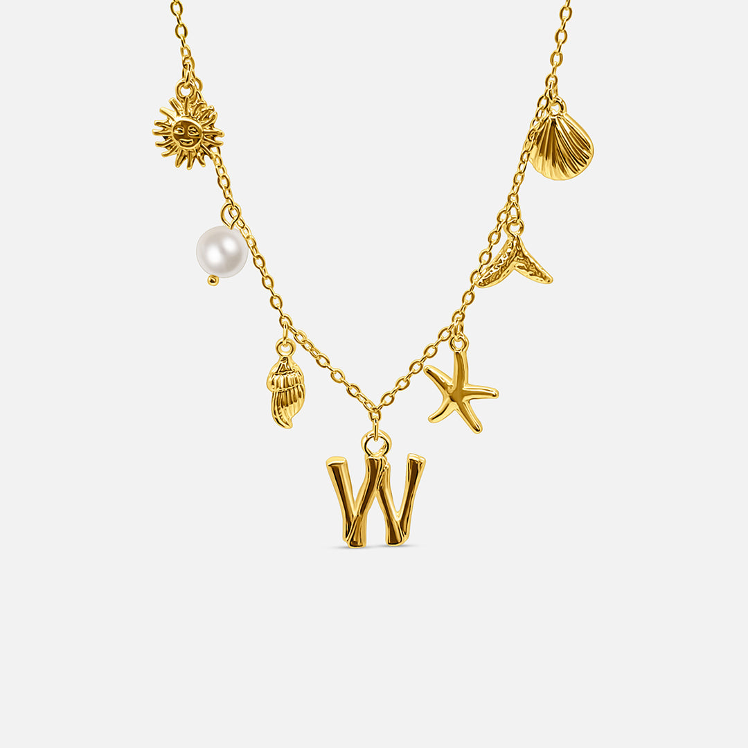 Gold Letter Ocean Collar