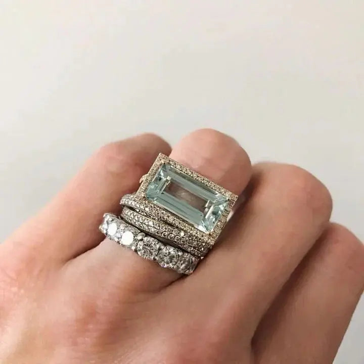 Vintage Silver Ring with Turquoise Glass Stone