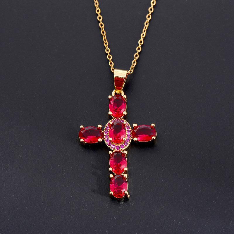 Colorful Gemstone Cross Necklaces