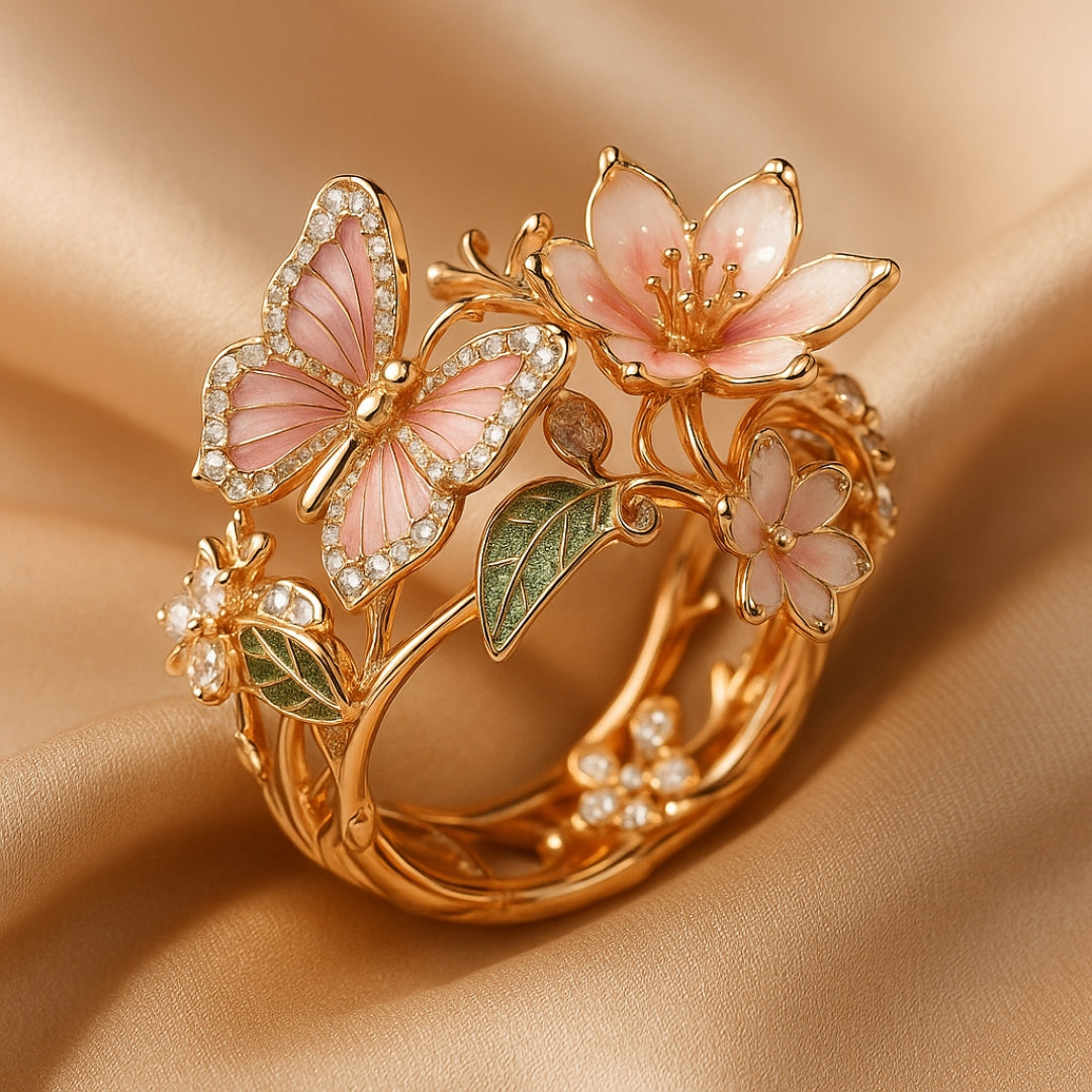 Stunning Natural Butterfly Zirconia Ring