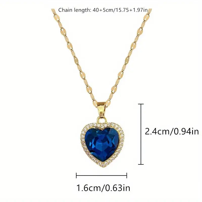 Heart-Shaped Gold Necklace with Sapphire