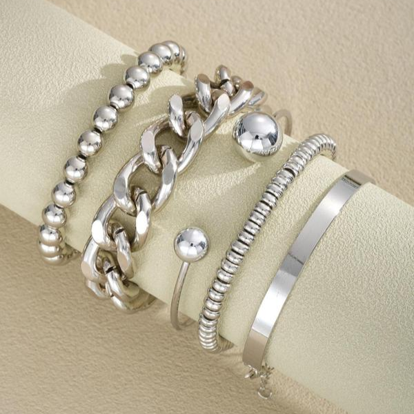 5-Piece Set of Chunky Stackable Bracelets