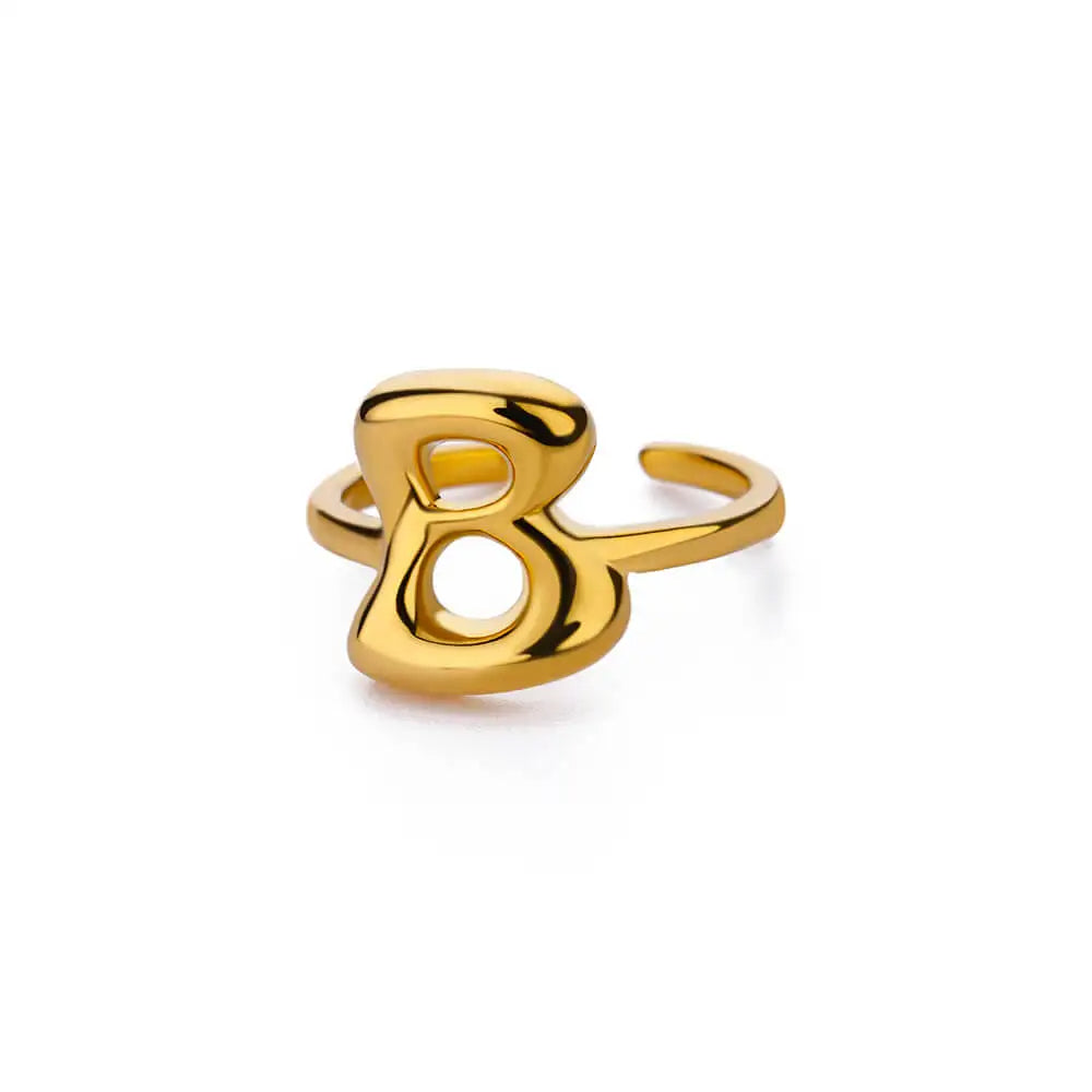 Adjustable Gold Bubble Letter Ring