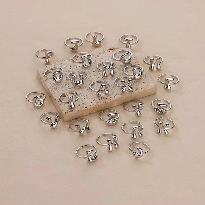 Adjustable Gold Bubble Letter Ring
