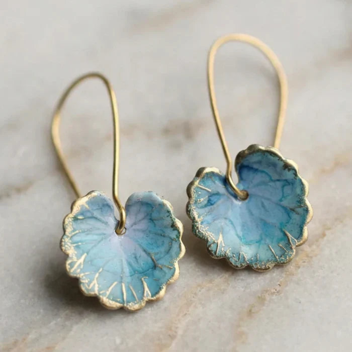 Retro Blue Leaf Earrings