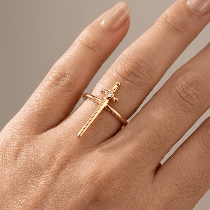 Silver Sword Cross Ring