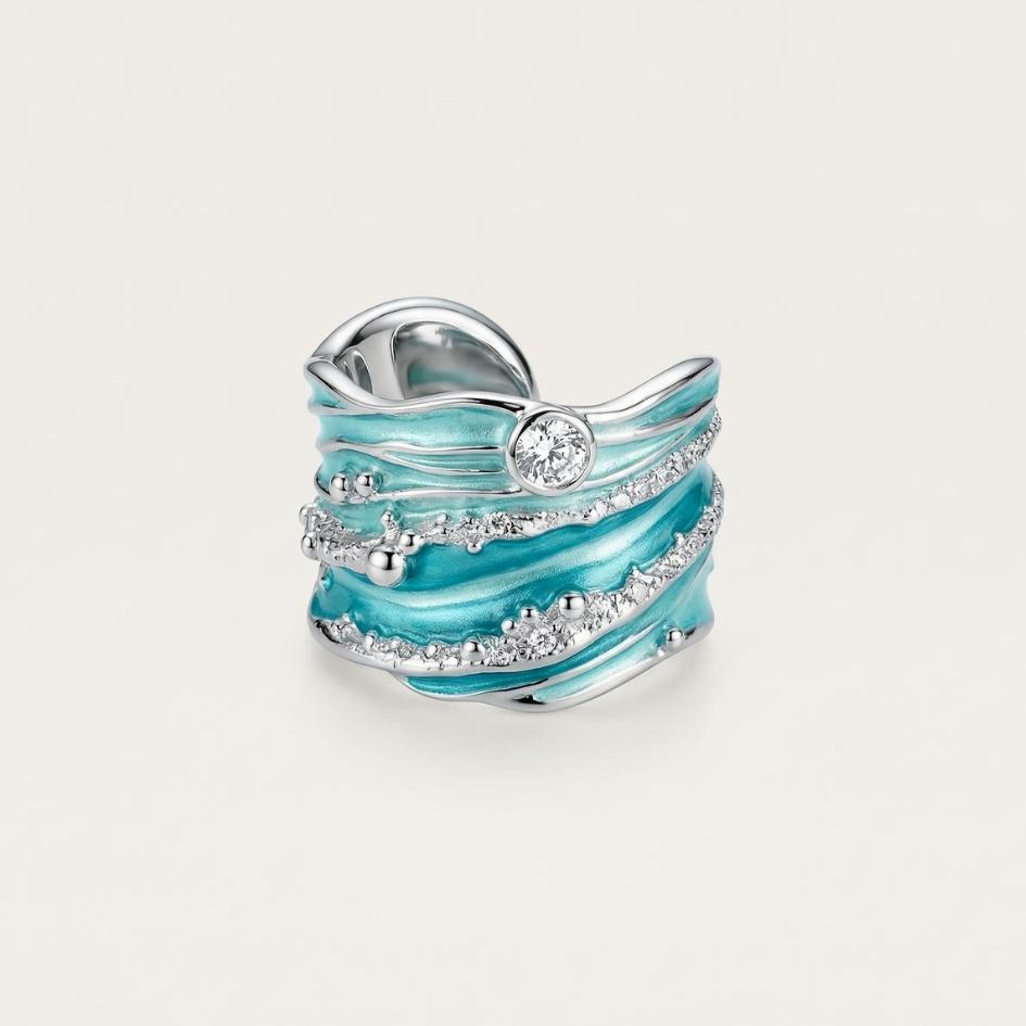 Adjustable Crystal Wave Ring