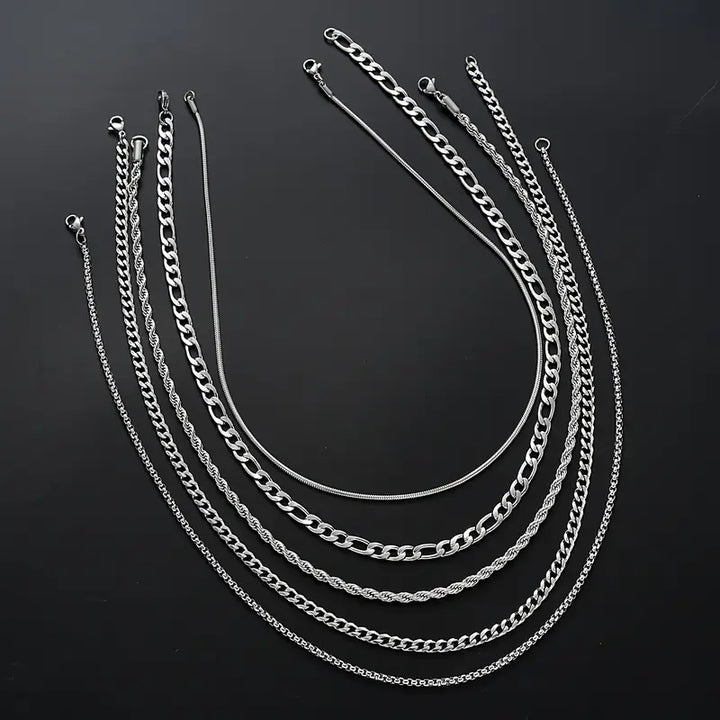 Braided Stainless Steel Luxury Stackable Necklace Set