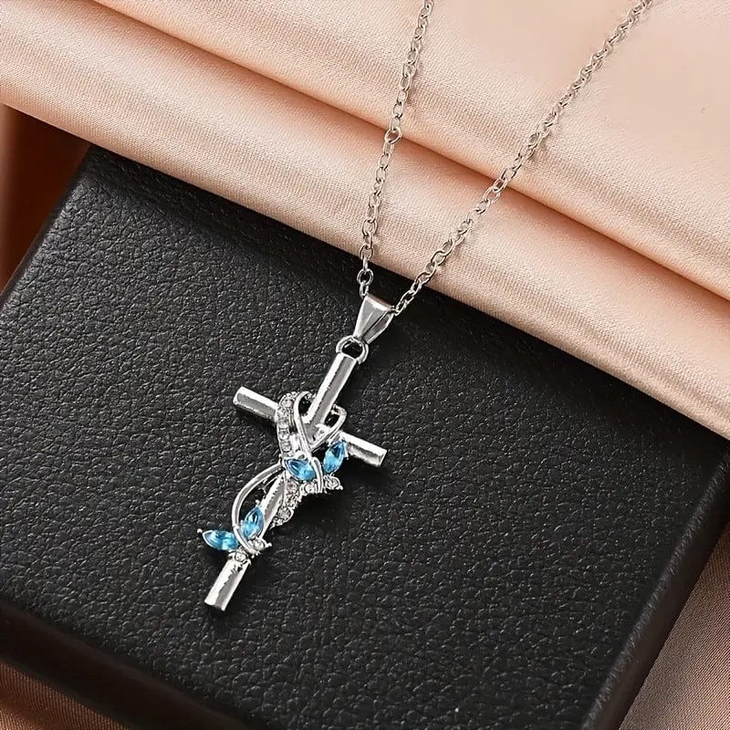 Elegant Butterfly Cross Necklace