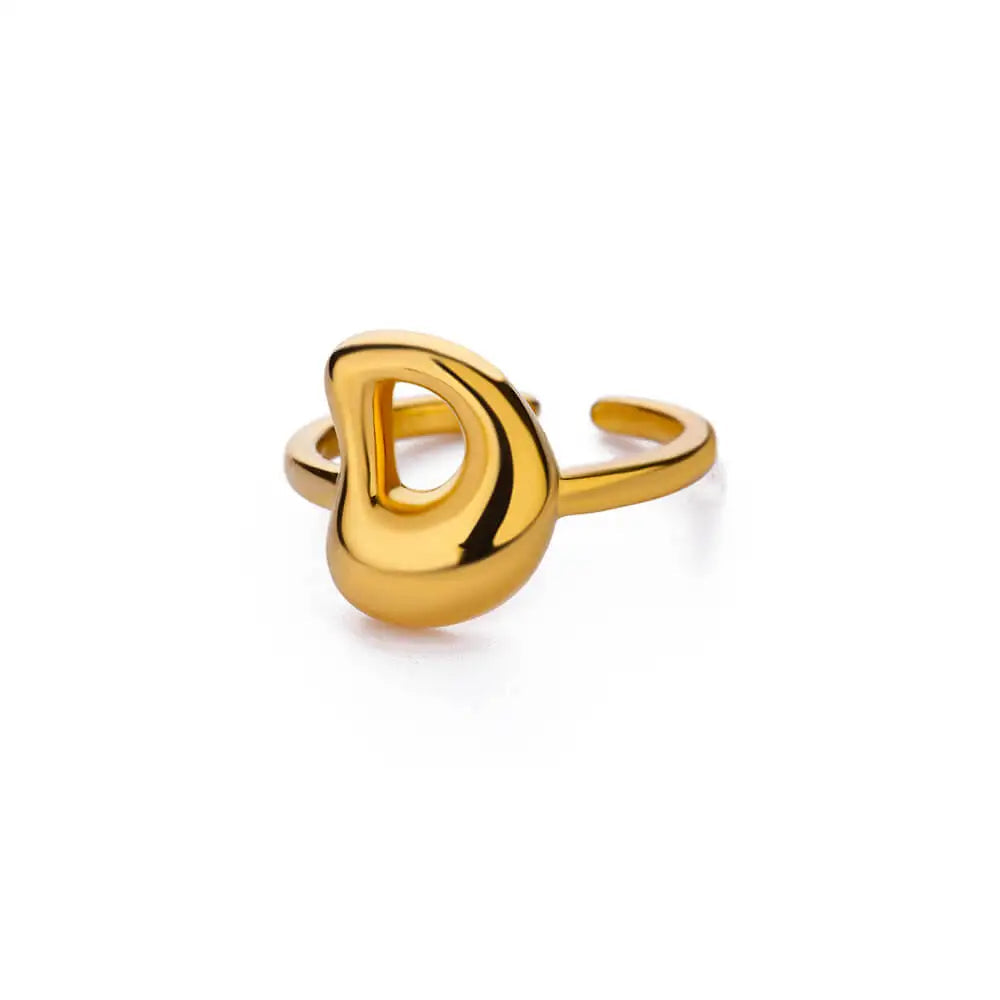 Adjustable Gold Bubble Letter Ring