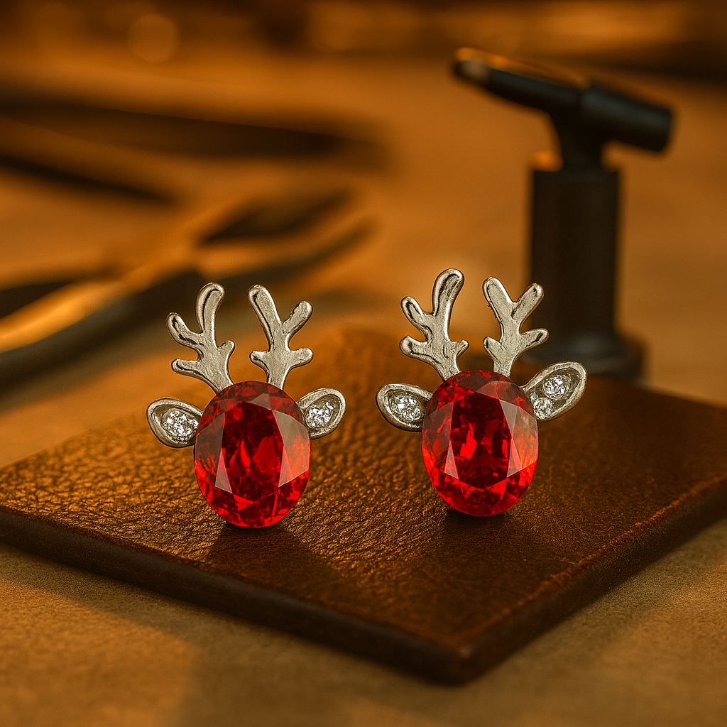 Christmas Reindeer Crystal Studs