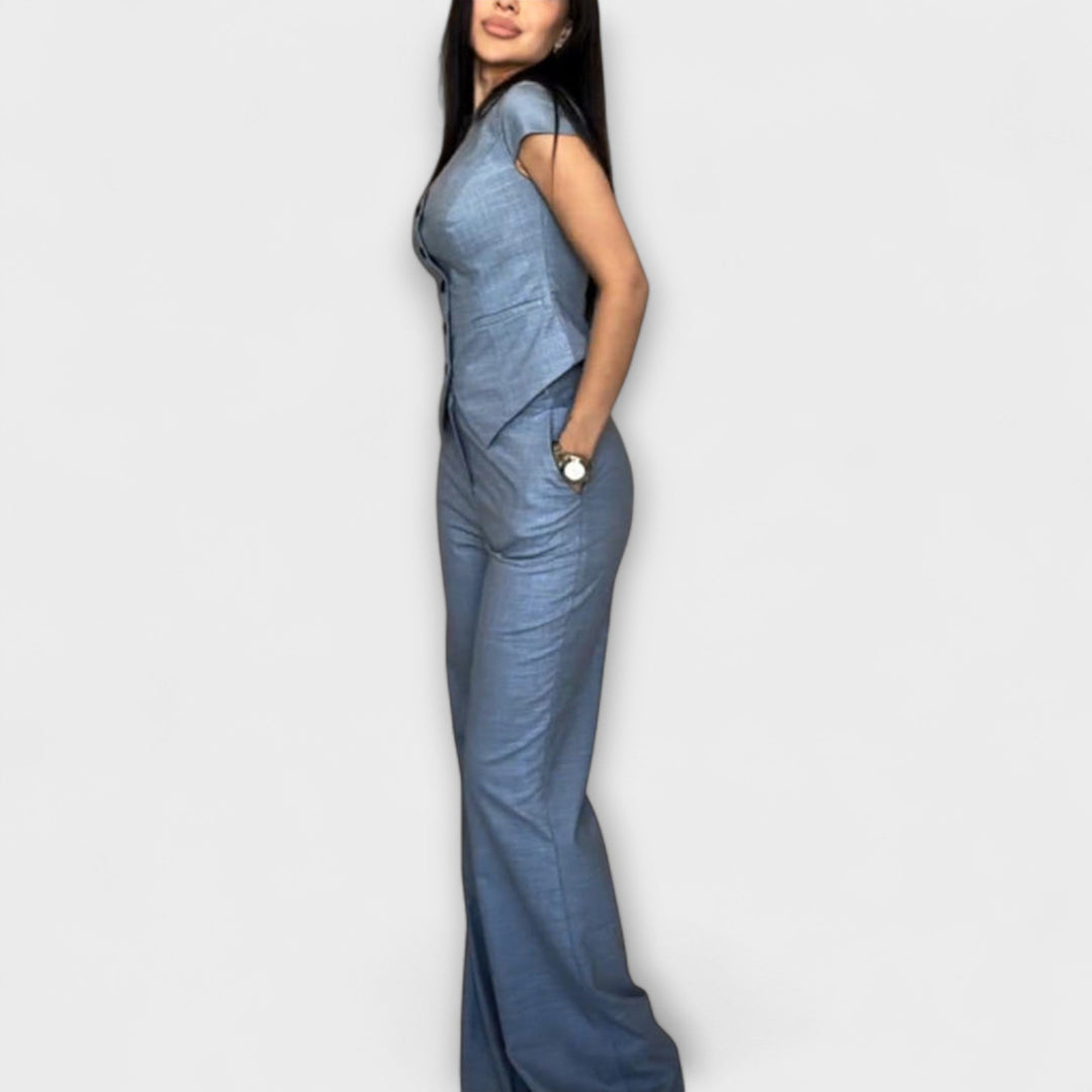 Ivy - Stylish V-Neck Top and Trouser Set