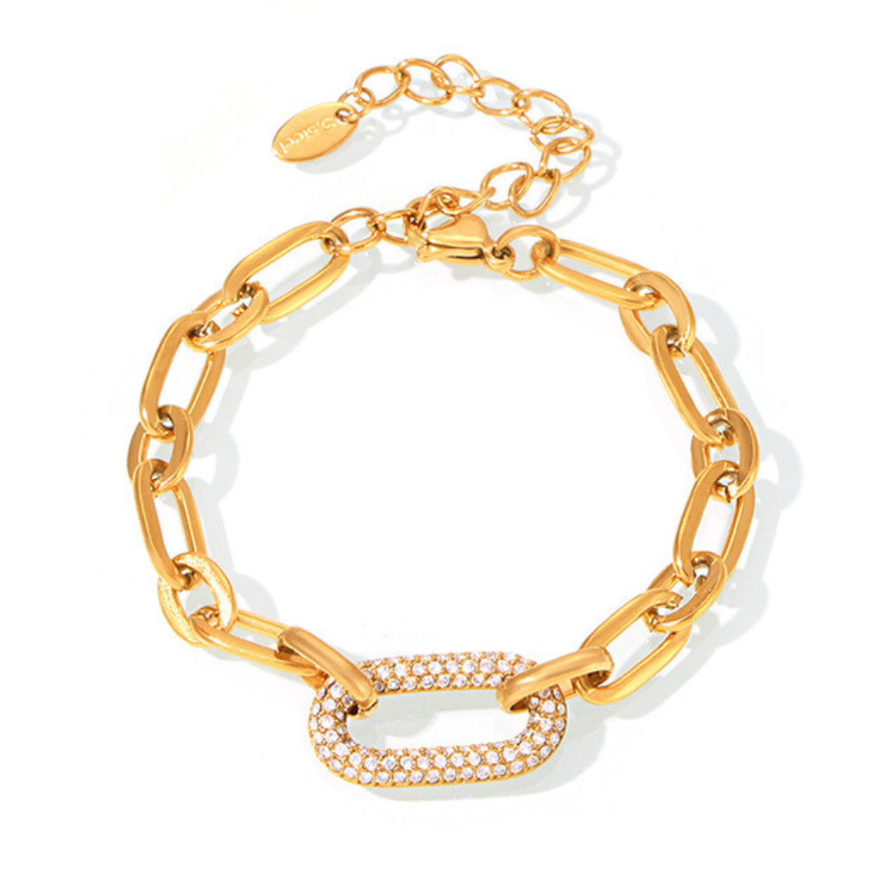 Gold Pavé Link Chain Jewelry Set