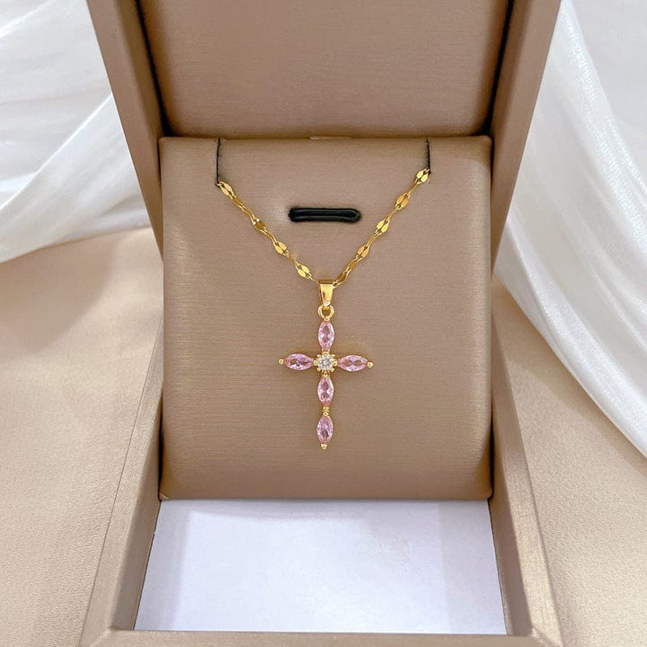 Vibrant Zircon Cross Necklaces