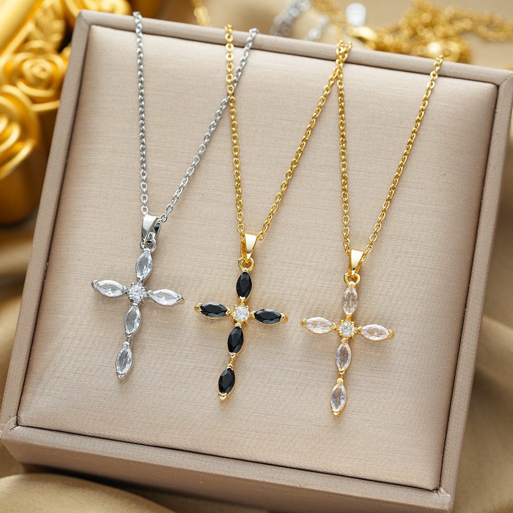 Vibrant Zirconia Cross Necklace