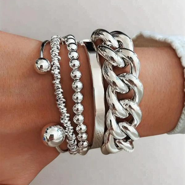 Set of 5 Chunky Stackable Bracelets