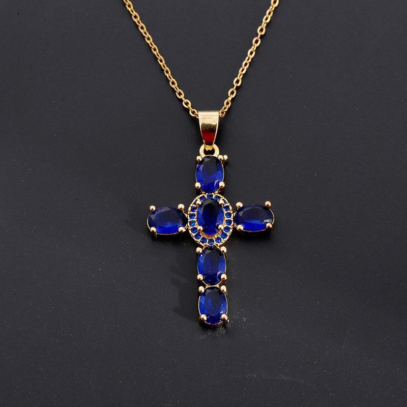 Colorful Gemstone Cross Necklaces