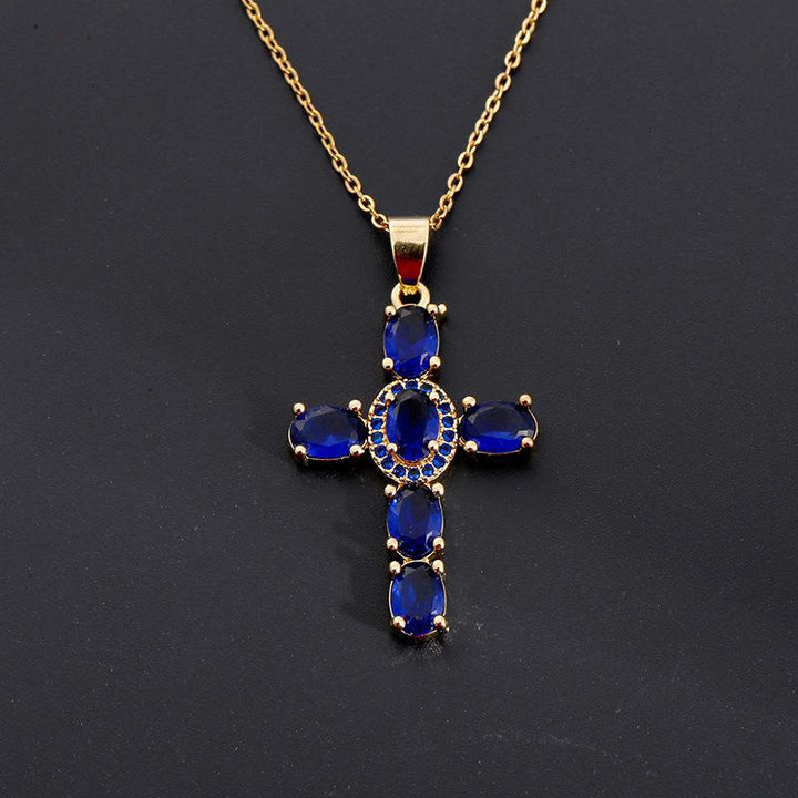 Colorful Gemstone Cross Necklaces