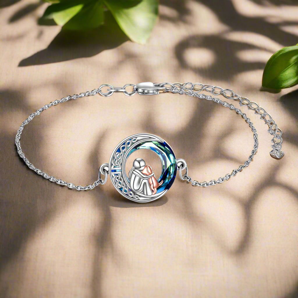 Adjustable Silver Dog Pendant Bracelet