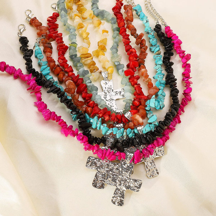Natural Stone Cross Pendants