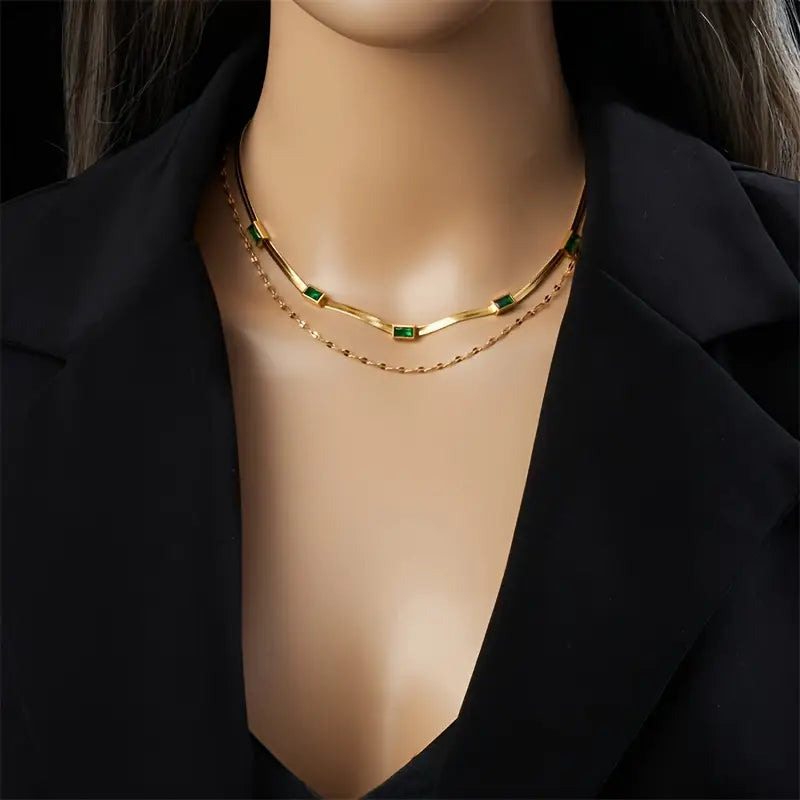 Retro Gold Sorella Gem Layered Necklace