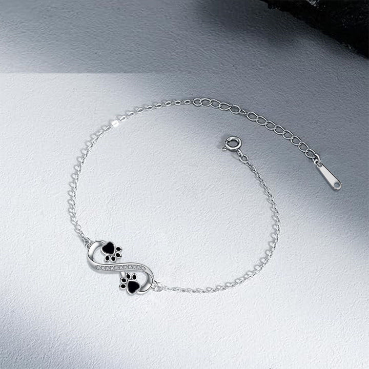 Infinity Paw Print Bracelet with Zirconia Accents