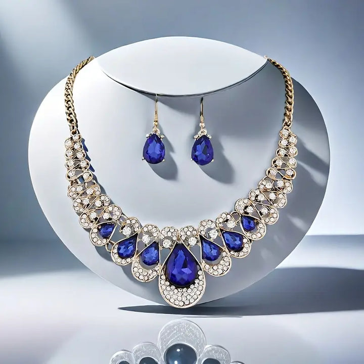 Celestial Sapphire Gold Jewelry Set" can be rewritten as "Celestial Sapphire Gold Jewelry Collection.