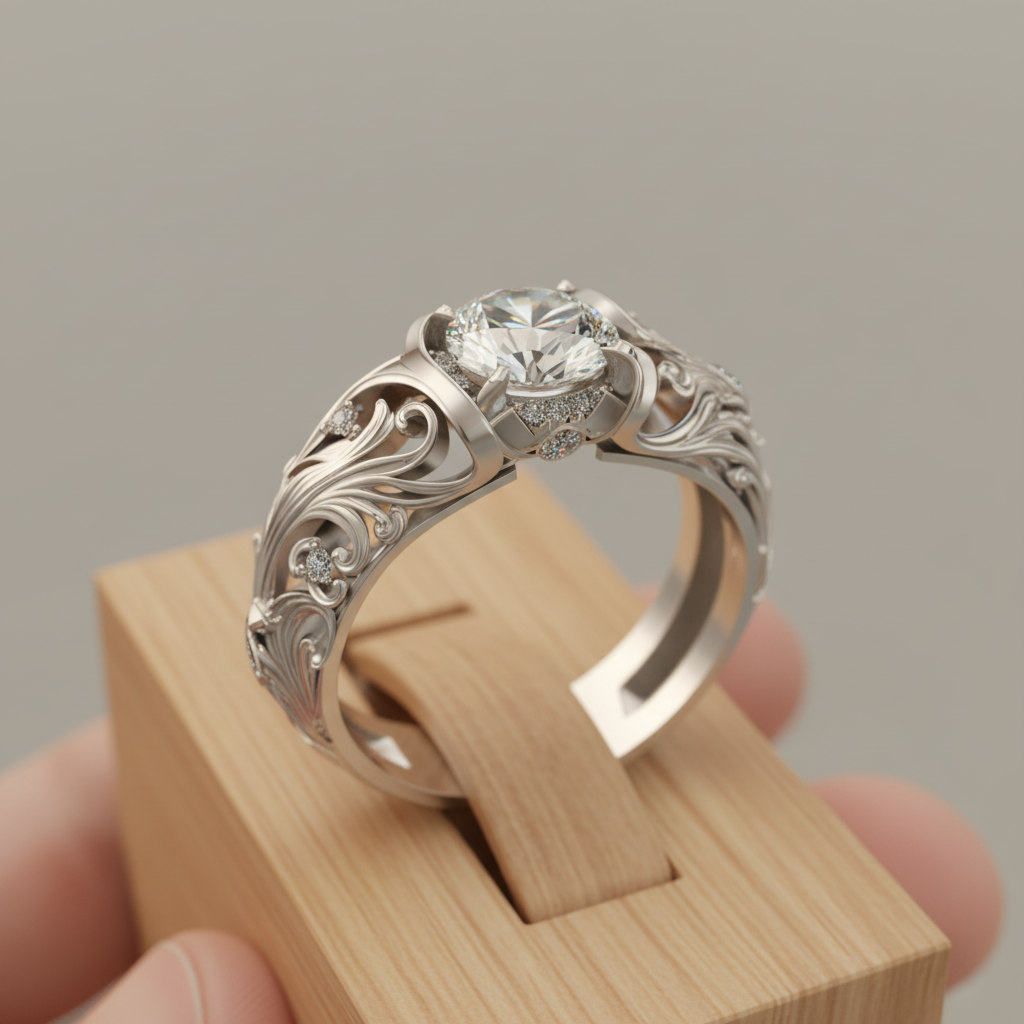 Exotic Silver Glass Ring