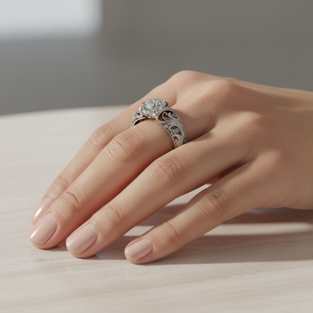 Exotic Silver Glass Ring