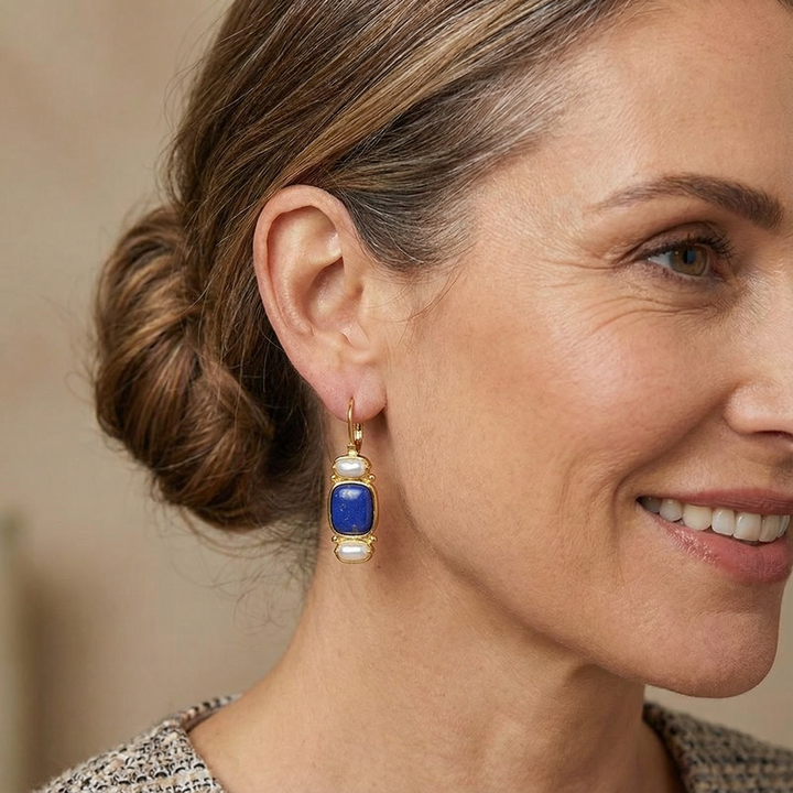 Blue and Gold Vintage Earrings