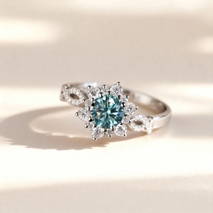 Turquoise Crystal Flower Ring