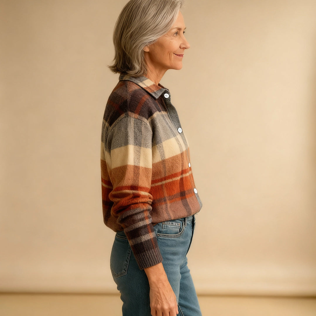 Fleur | Checked Blouse Made from Warm, Soft Material
