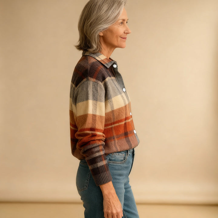 Fleur | Checked Blouse Made from Warm, Soft Material