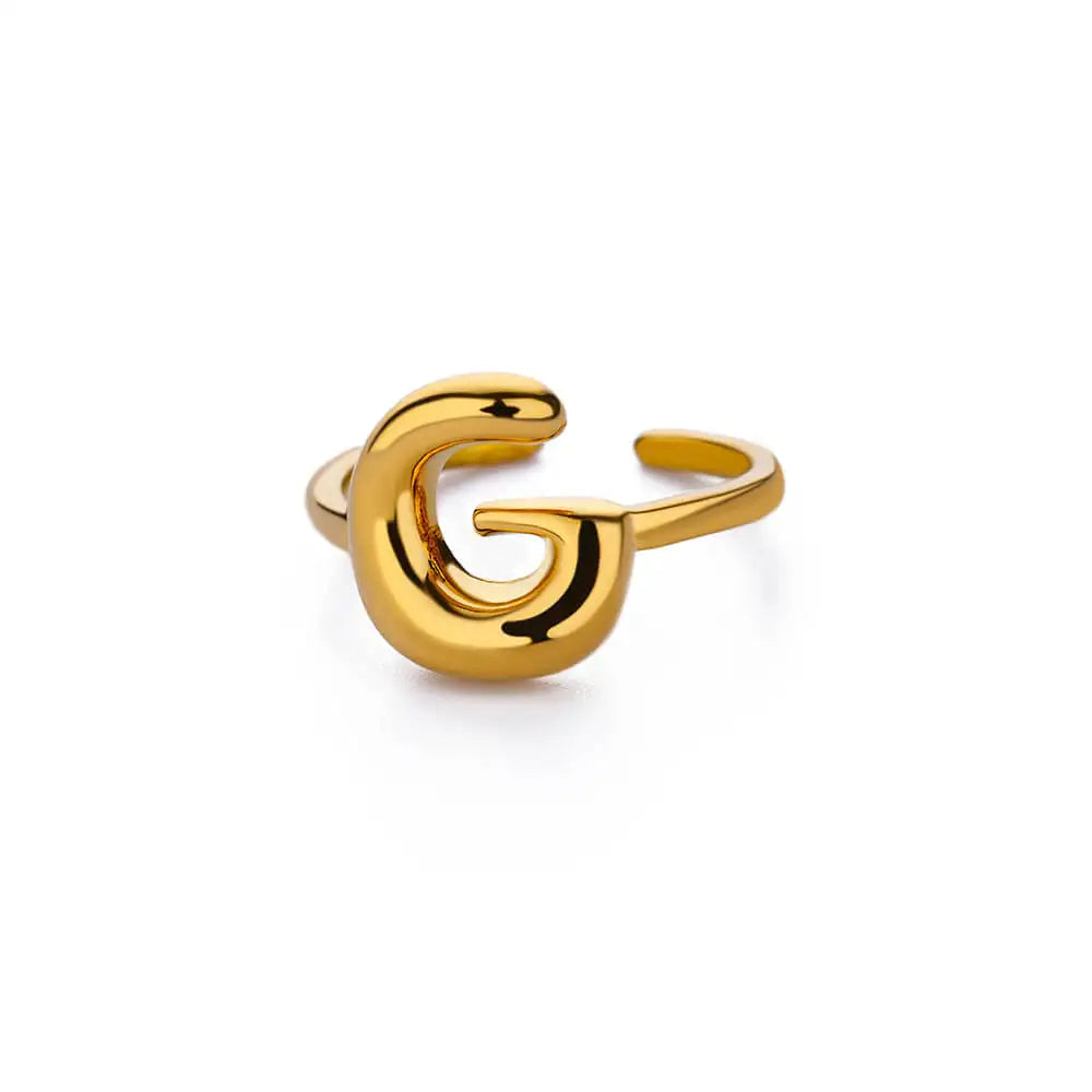 Adjustable Gold Bubble Letter Ring