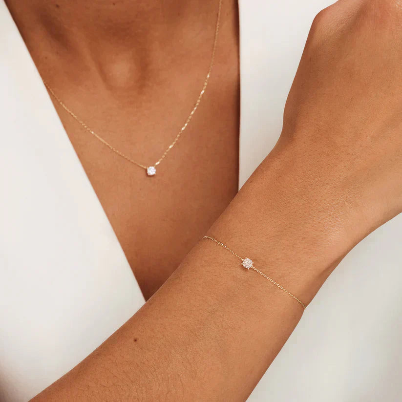 Gold Moissanite Necklace and Bracelet Set