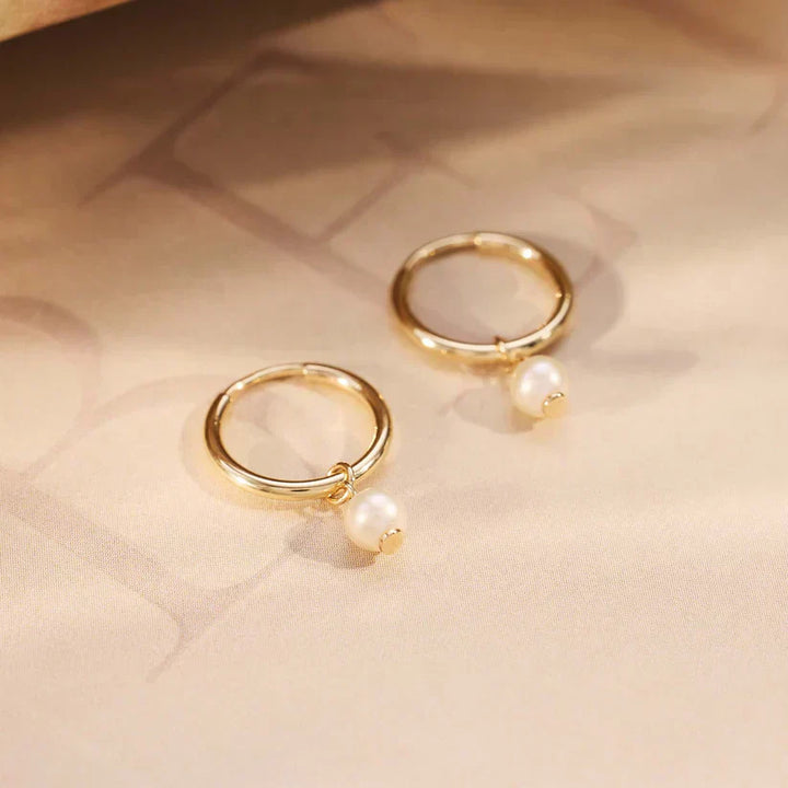 Gold Suspended Pearl Earrings