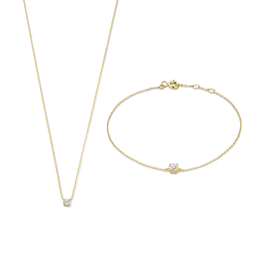Gold Moissanite Necklace and Bracelet Set